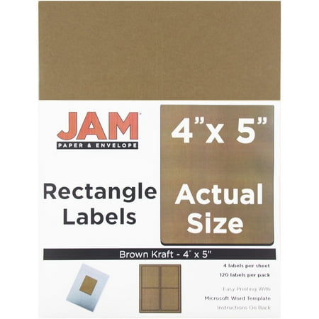 - JAM Paper Mailing Address Labels, Quarter Sheet, 4 x 5, Brown Kraft, 120/pack