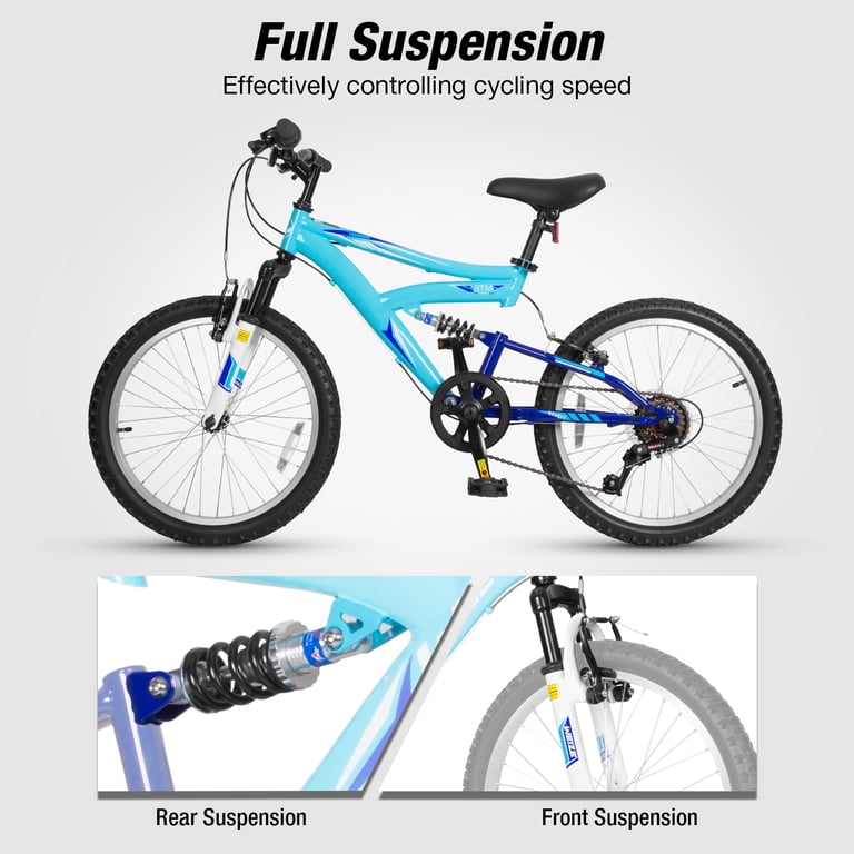 Hykolity 24" Kids Full Suspension Mountain Bike, Blue photo 3