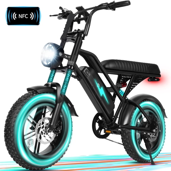 V100 Electric Bike for Teens Adults, 750W Peak 1500W 28 Mph 48V 18 Ah,16"x4.0" Fat Tire E Bicycle, 7-Speed E-Bike with Dual Suspension