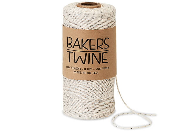 Pack of 1, Metallic Silver & White Baker's Twine, 240 Yds For Crafting,  Packaging, Party Decorating