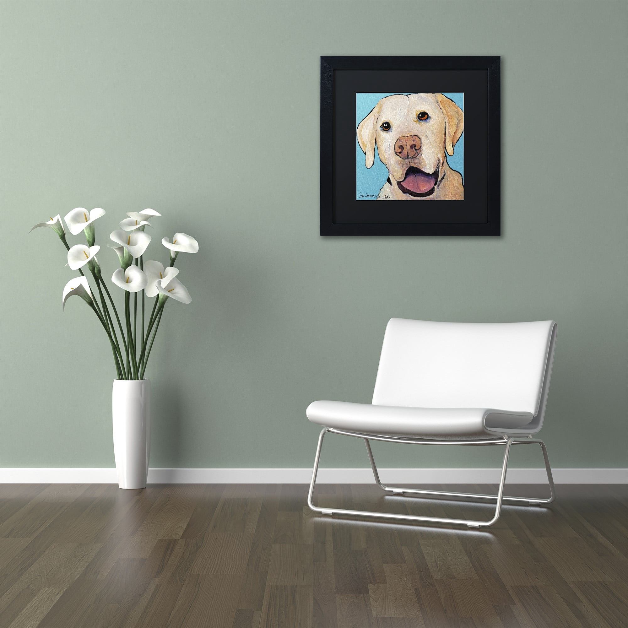 Trademark Fine Art "Lucky Dog Canvas Art" Canvas Art by Pat Saunders-White, Black Matte, Black Frame