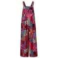 thumbnail image 6 of KelaJuan Women's Summer Overalls, Patchwork Dual Pocket Jumpsuit Loose Floral Print Bohemian Wide Leg Bib S-5XL, 6 of 6