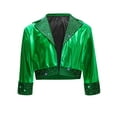 thumbnail image 3 of Zaldita Kids Girls Shiny Rhinestone Metallic Jacket Disco Jazz Hip Hop Dance Crop Top Rave Party Festival Outerwear Green 16, 3 of 6