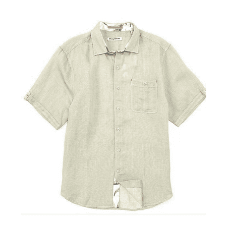 $115 Tommy Bahama Line In The Sand Linen Short-Sleeve Woven Shirt,Dusty Thyme,M