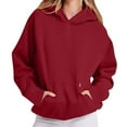 thumbnail image 6 of YODETEY No Boundaries Womens Pullover Sweaters, Womens Oversized Hoodies Fleece Sweatshirts, Long Sleeve Hooded Sweatshirts with Pockets, Wine,Women's Plus M, 6 of 9