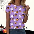thumbnail image 2 of CAICJ98 Halloween T Shirts for Women Ghosts Pumpkins T-Shirt Halloween Party Funny Graphic Tee Tops Short Sleeve Women’s Halloween Shirt (Purple,4XL), 2 of 8