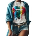thumbnail image 3 of DYMADE Womens Rainbow Color Lips Funny Graphic Tie Dye Short Sleeve Tee Tops, 3 of 3