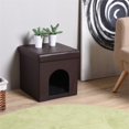 thumbnail image 2 of Hodedah Faux Leather Collapsible Pet Ottoman in Brown, 2 of 5