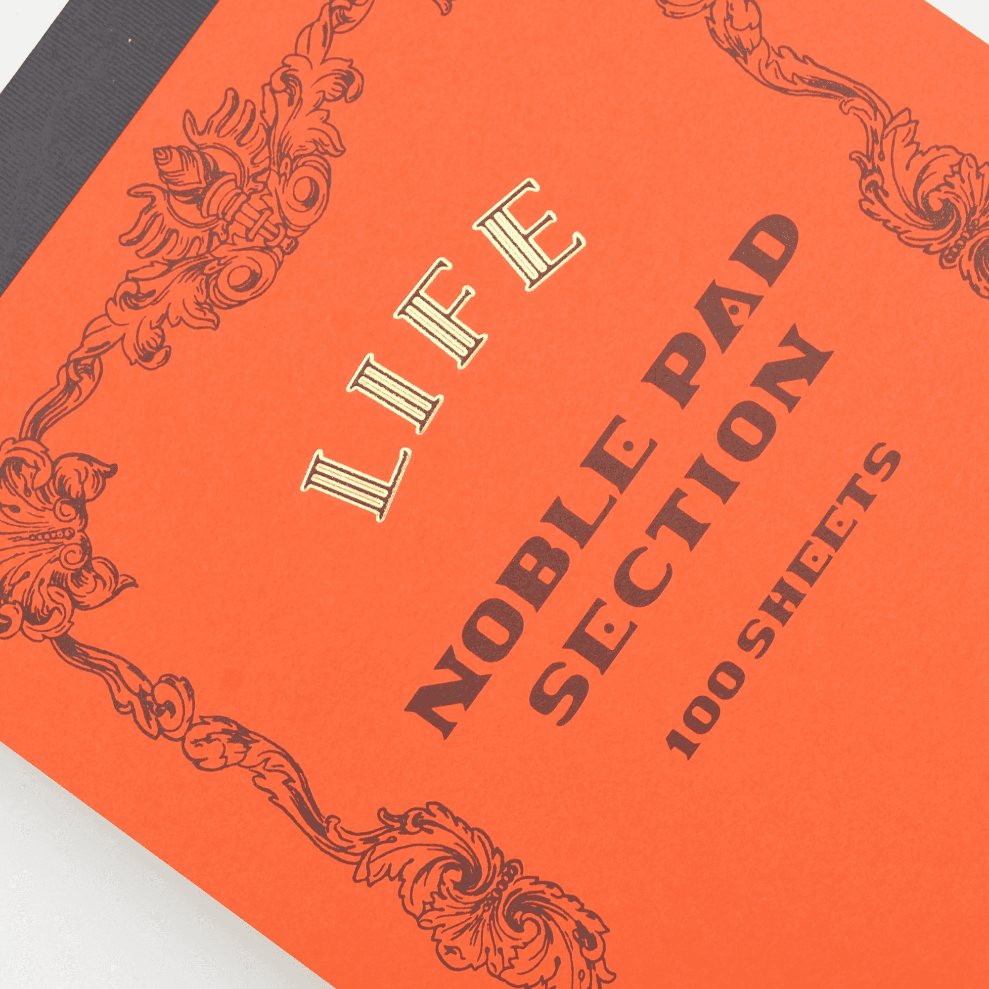 Life Noble Section Notepad [Bound On Top]: 8 in. x 12 in. (Orange Cover, Gridded Pages)