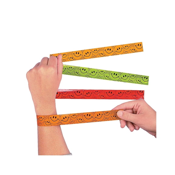 Smile Face Slap Bracelets - Party Favors - 12 Pieces