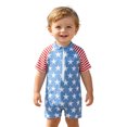 thumbnail image 3 of Independence Day Girls Flag Star Stripe Zip-Up One Piece Rash Guard Swimsuit Toddler Bathing Suit Size:2-3 Years, 3 of 6