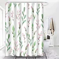 thumbnail image 3 of Pink and Green Shower Curtain Pink Flower Green Leaf Shower Curtains for Bathroom r Plant Floral Shower Curtain with, 3 of 7