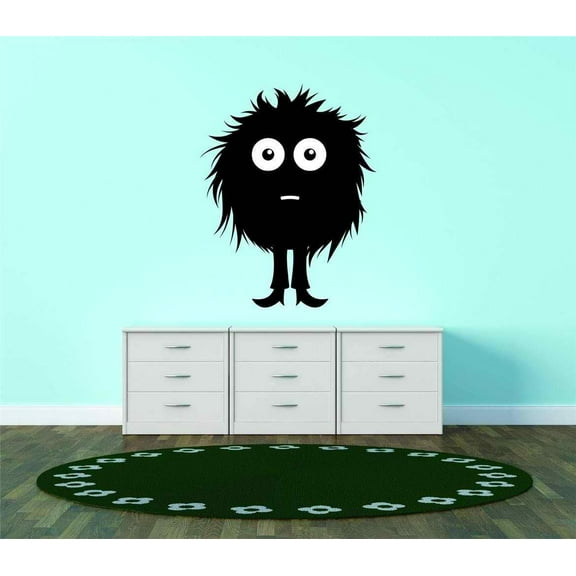 Children Cute Funny Wall Decal Decoration Cute Round and Hairy Monster Lasts Years and Easily Removable - Size: 8 In(W) x 10 In(H)