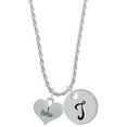 thumbnail image 1 of Delight Jewelry Silvertone I Base Heart Silvertone Script Initial Disc - T - Charm Necklace, 20"+3", 1 of 4