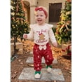 thumbnail image 4 of Loicainy Infant Baby Girl Christmas Outfit 3 6 12 18 Months Long Sleeve Embroidery Romper Pants Headband Clothes Set, 4 of 9