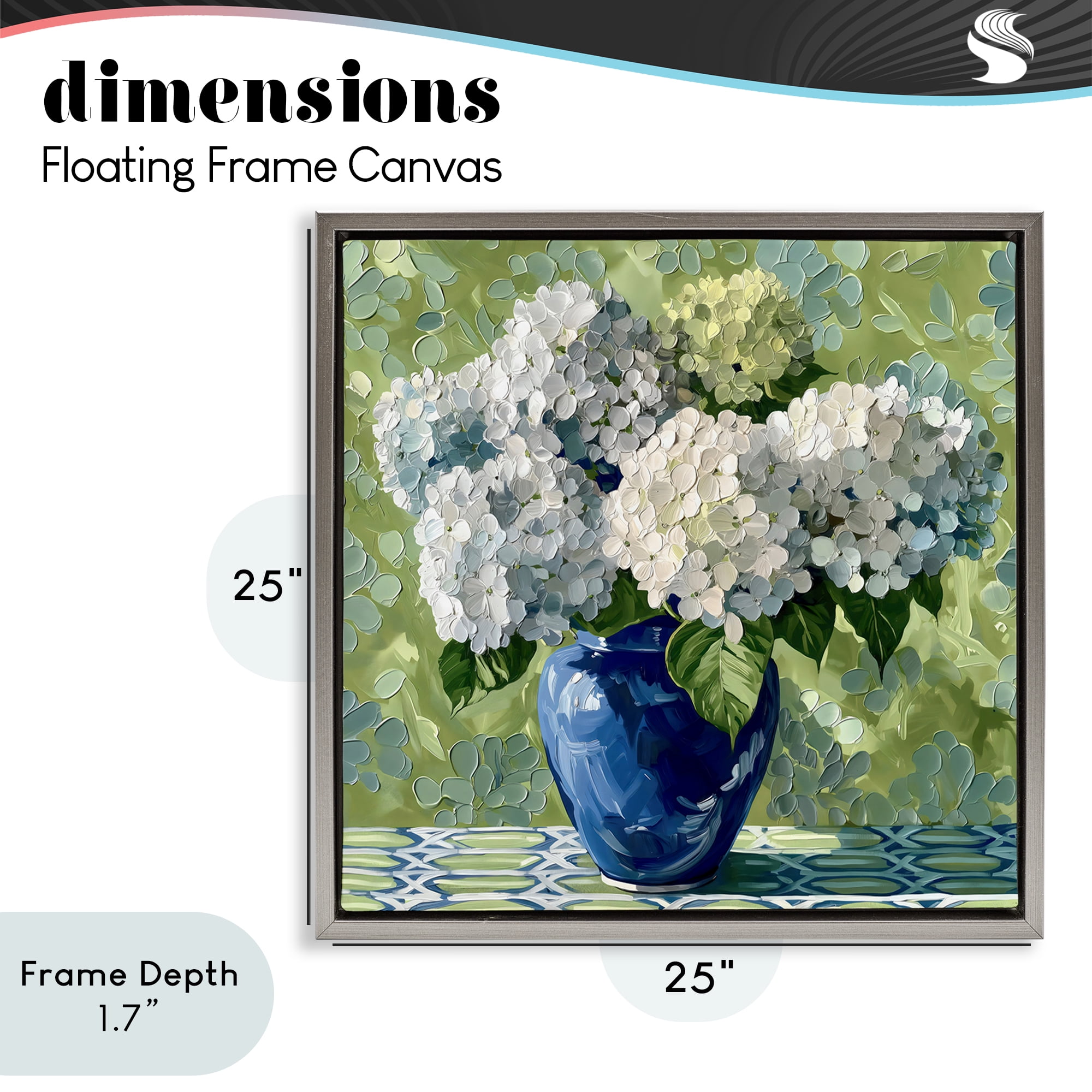 Stupell Industries White Hydrangeas in Blue Vase Gray Framed Floater Canvas Wall Art, design by Gina Kelly