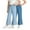Blue-04, variant on Avrntaa Little Girls Elastic Waist Denim Pants Baggy Wide Leg Pants Cute Flower Embroidery Casual Trousers