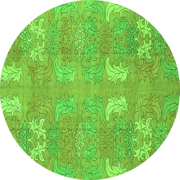 Ahgly Company Indoor Round Abstract Green Modern Area Rugs, 6' Round