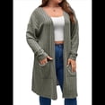 thumbnail image 1 of Cárdigan de Punto Ligero y Suave para Mujer, de Talla Grande, con Mangas Largas, Abierto Al Frente y Bolsillos. Verde 5XL, 1 of 7