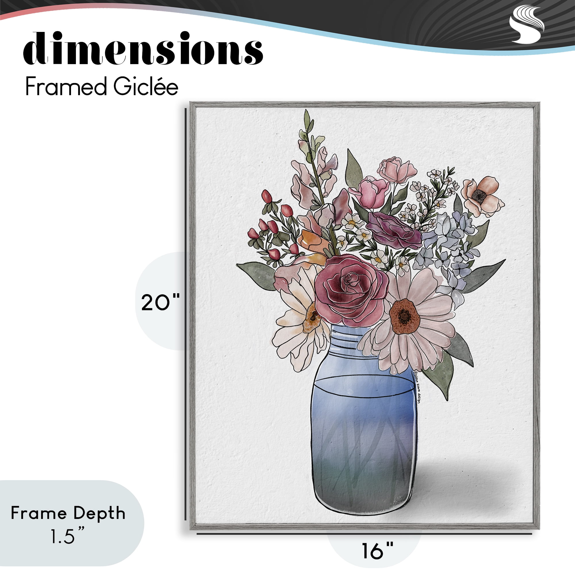 Stupell Industries Farmer's Market Vase Gray Framed Giclee Art, design by Alisha Kiara Design