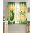 thumbnail image 4 of Happy St. Patrick's Day Sheer Curtains 45 Inch Length 2 Panels Set for Living Room/Bedroom, Spring Coin Clovers Yellow Plaid Kitchen Curtains Grommet Semi-Sheer Curtains Window Treatments 42"x45"x2, 4 of 7
