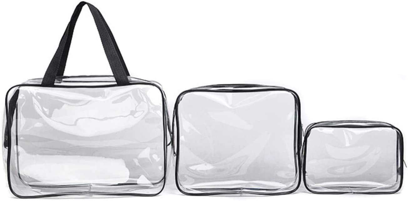 Ladies Clear & Kiss Make Up Pouch 3pc Set Cosmetic & Toiletry Bags -  LNCTB1707