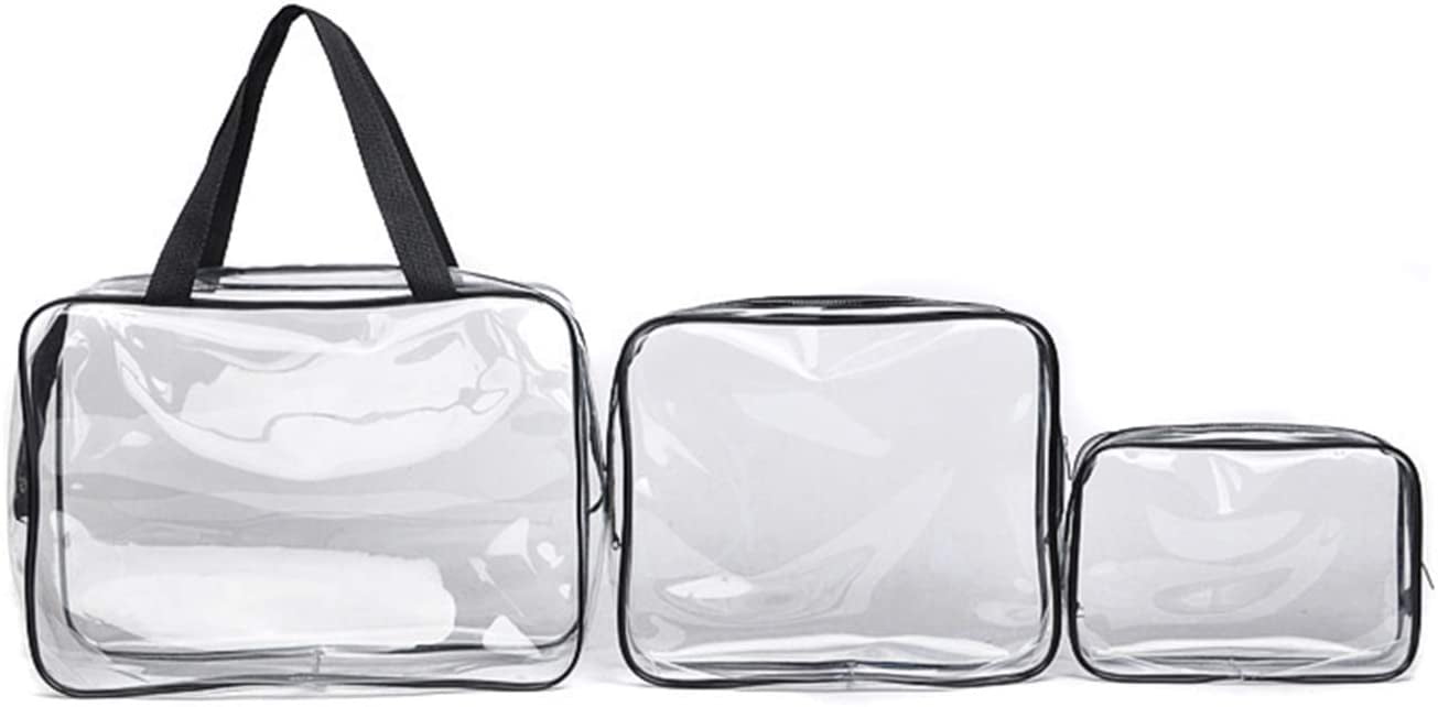 Ladies Clear & Kiss Make Up Pouch 3pc Set Cosmetic & Toiletry Bags -  LNCTB1707