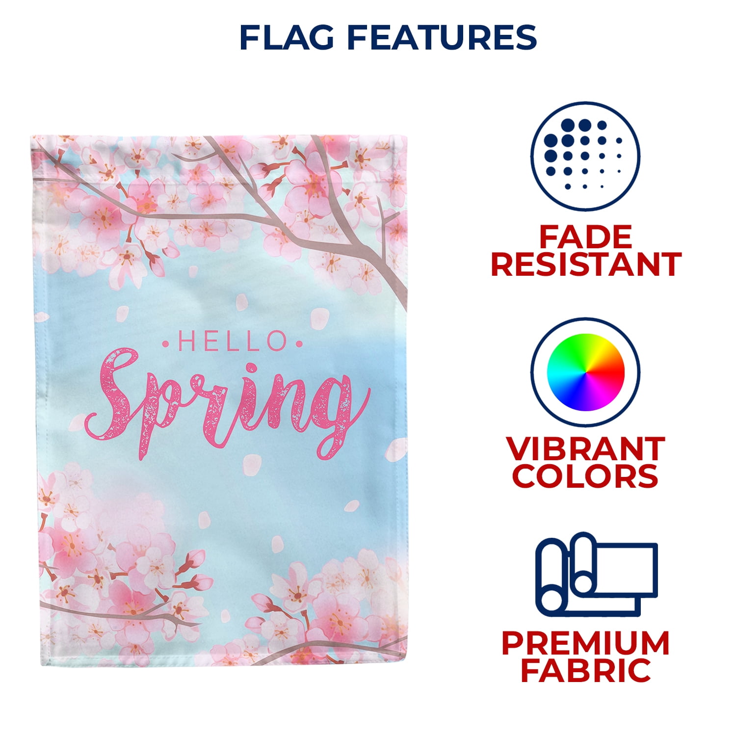 America Forever Hello Spring House Flag 28 x 40 Inch Floral Double Sided Seasonal Outdoor Yard Decorative Colorful Spring Summer Flower Blooms Cherry Blossom House Flag