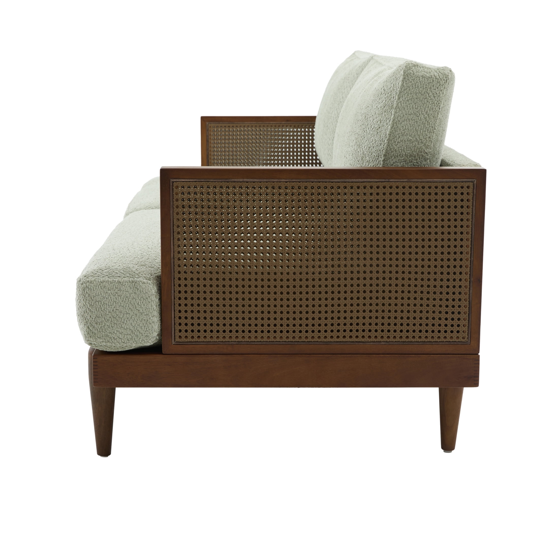 Christopher Knight Home Vintage 72“ Rattan 3-Seat Sofa with Solid Wood Frame, High-Rebound Cushions, Light Green