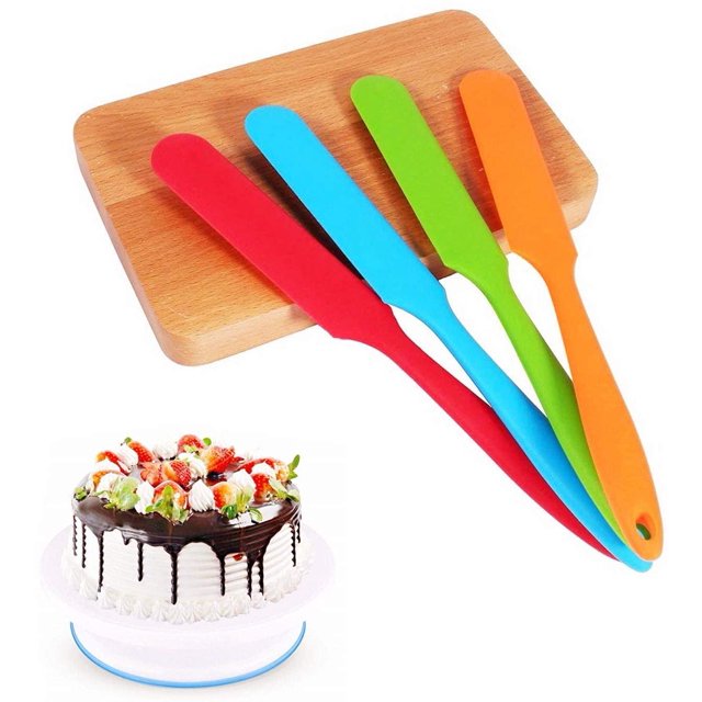 Silicone Spatula Set -450°F Heat-Resistant Non Stick Cake Cream Butter Spatulas Mixing Batter Scraper Brush Silicone Baking Spoon Cook Tool Multicolor 4-Piece
