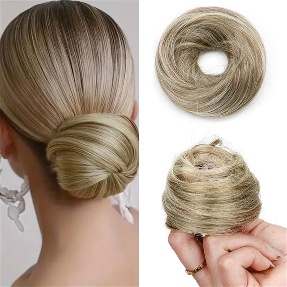 Messy Straight Hair Bun Synthetic Hair Scrunchy Elastic Hair Pieces for Women