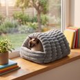 thumbnail image 5 of Covered Cat Bed Cave - 2-in-1 Enclosed Pet House for Small Medium Dogs Cats, Winter Warm Sleeping Shelter with Removable Cushion, 2 Size Indoor, 5 of 7
