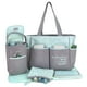 thumbnail image 2 of Juego de bolsas de pañales Tote Baby Essentials de 5 piezas, color gris y aguamarina, 2 of 6