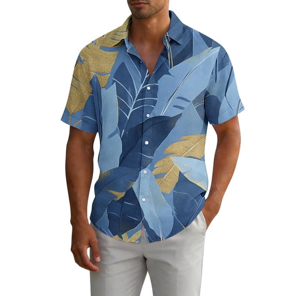 Awdenio Hawaiian Shirt for Men Short Sleeves Button Down Beach Clothing Summer Flamingos Casual Aloha Floral Shirts