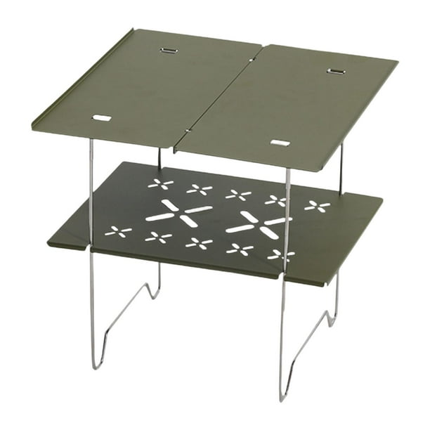 Mesa plegable para acampar, mesa de playa, muebles de camping, estable, portátil de 2 niveles Verde