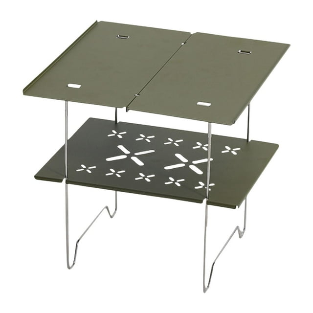 S SERENABLE Camping Table Compact Foldable Small Table Folding Table for BBQ Yard Picnic Green