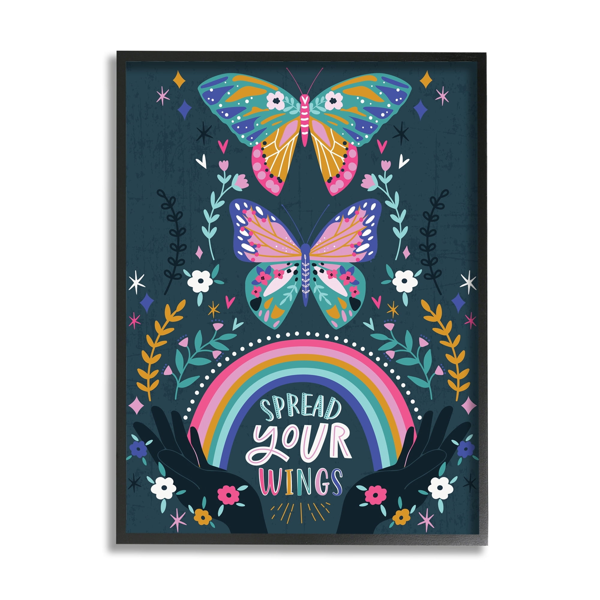 Stupell Industries Spread Your Wings Quote Intricate Butterfly Patterns Design by Angela Nickeas