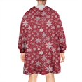 thumbnail image 2 of Wearable Oversized Blanket,Red Christmas Snowflake Pattern Wearable Blanket Hoodie for Adults,Cozy Hooded Blankets with Super Pockets,Super Warm Fuzzy Pullover for Women & Men, 2 of 6