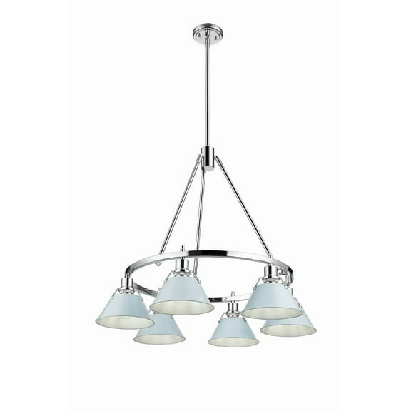 3306-6 CH-DB Golden Lighting Orwell - 6 Light Chandelier-20.38 Inches Tall and 29 Inches Wide-Chrome Finish-Dusky Blue Shade Color
