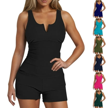 VBTAPA Tankini Swimsuits for Women Tummy Control V-Wired Swim Tops with Boyshorts Athletic High Waisted Bathing Suit on Clearance Navy L