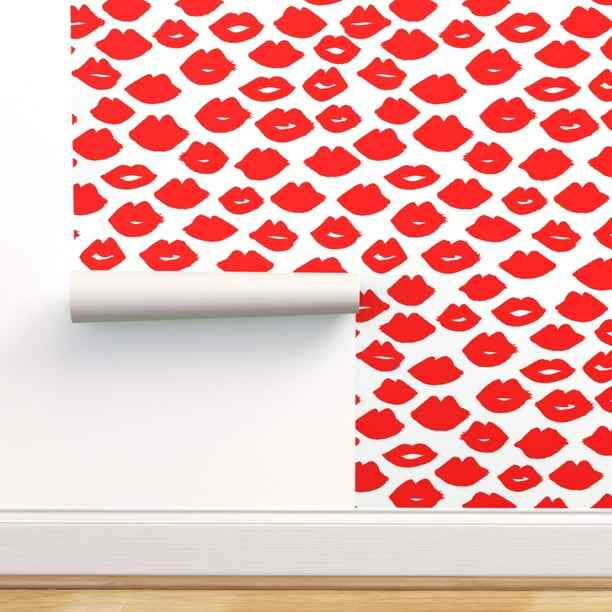 Removable Water Activated Wallpaper Lip Kiss Lips Lipstick Makeup Beauty Fashion Walmart Com
