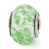 Sterling Silver Green/White Italian Murano Glass Bead