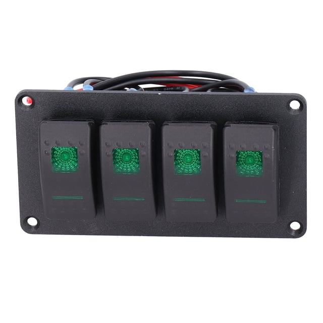 Switch Panel, PC Waterproof Rocker Circuit Breaker, Ships Yachts For Vehicles Blue Light,Red Light,Orange Light,Green Light