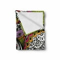 thumbnail image 2 of Garden Soft Flannel Fleece Throw Blanket, Doodle Abstract Exotic Flowers Colorful Ornate Leaves Petals Tropical Print, Cozy Plush for Indoor and Outdoor Use, 70" x 90", Multicolor, by Ambesonne, 2 of 6