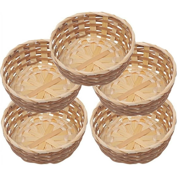 12 Pcs Woven Bread Baskets,Bamboo Round Basket Woven Small Baskets for Gifts,Empty Bread Serving Baskets for Food Fruit Woven Bamboo Fruit Tray for Kitchen Restaurant Display Christmas Vegetables