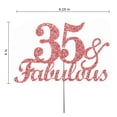 thumbnail image 2 of Fabulous & 35 Cake Topper Rose Gold Glitter, 35th Birthday Party Decoration Ideas, Sturdy Doubled Sided Glitter, Acrylic Stick. Made in USA, 2 of 4
