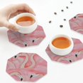 thumbnail image 7 of Pofeuu Flamingos Print Leather Coasters Set of 6, Round Cups Mugs Mat Pad for Home Kitchen Heat Resistant Drink Coasters,Octagon, 7 of 7
