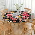 thumbnail image 3 of Boho Floral Print Round Tablecover with Elastic Hem 44 Inch Fits 38-42 Tables Easy Clean Surface Everyday Dining Events, 3 of 7