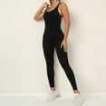 thumbnail image 6 of GEWSEY Womens Workout Jumpsuits Seamless Yoga Gym Bodycon Rompers Sexy Racerback Tummy Control Padded Bra Unitard (Black, S), 6 of 9