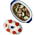 thumbnail image 4 of Floral Ceramic Casserole Dish with Lid,40oz Covered Rectangular Baking Dish,Deep Casserole Cookware Bakeware,Oven Safe and Dishwash Safe, 4 of 5